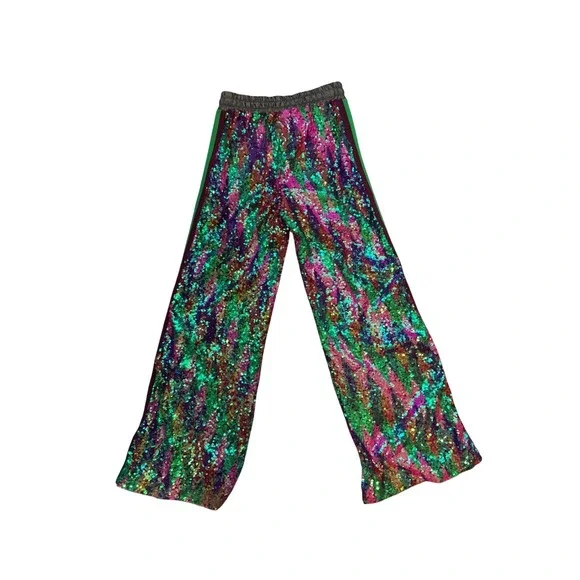 Dimora Italy Multicolor Sequin Wide Leg Pants IT 40 US Small NWT Disco Festival - Picture 9 of 9